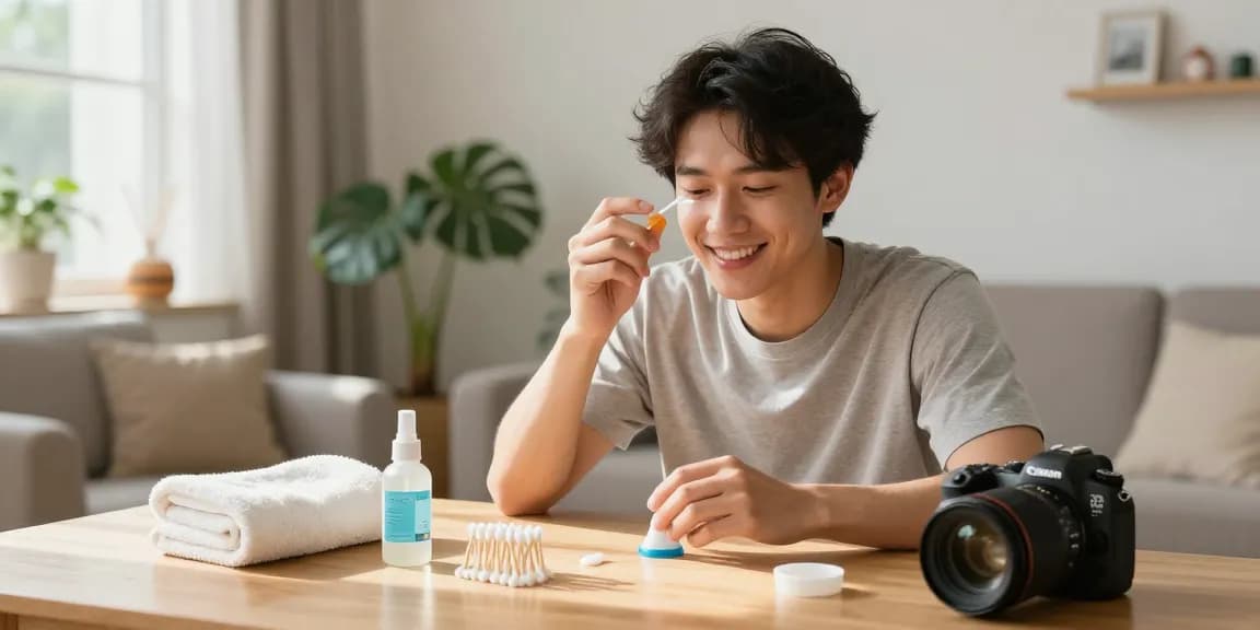Using an ear plunger for effective ear cleaning in a bright wellness space