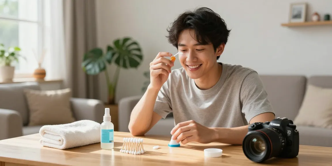 Using an ear plunger for effective ear cleaning in a bright wellness space