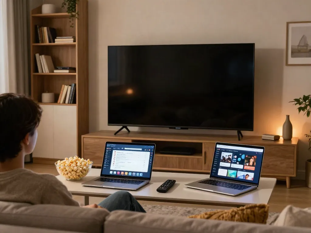 Enjoying a movie box pro experience in a cozy home theater setup